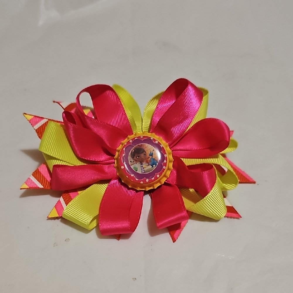 Doc McStuffins Bottle Cap Hair Clip Bow Used